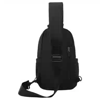 老人头 潮流简约纯色百搭 织物 胸包 男款 黑色