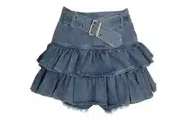 棉购 辣妹防走光半身裙蓬蓬裙简约舒适牛仔短裙 女款