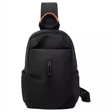 老人头 潮流简约纯色百搭 织物 胸包 男款 黑色