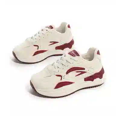 Babaduck Retro Dad Shoes White Wine Red