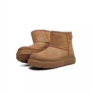 港萌 保暖增高防滑 简约百搭 短筒 雪地靴 男女同款 驼色