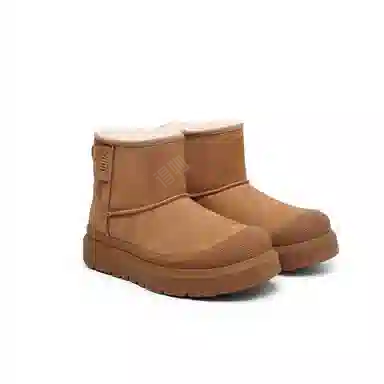 港萌 保暖增高防滑 简约百搭 短筒 雪地靴 男女同款 驼色