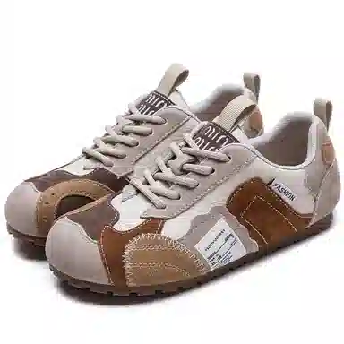 杰骤 头层牛皮 小众拼色 通勤百搭 轻便 低帮 生活休闲鞋 女