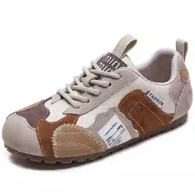 杰骤 头层牛皮 小众拼色 通勤百搭 轻便 低帮 生活休闲鞋 女