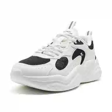 特步 舒适百搭 减震防滑耐磨 低帮 生活休闲鞋 男款 白黑