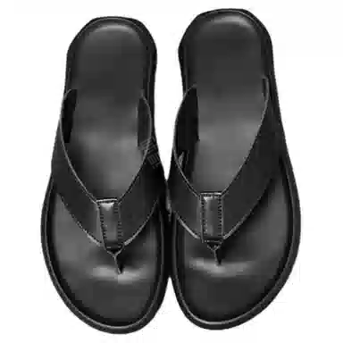 酷丁 时尚百搭舒适 防磨防滑人字拖鞋 男款 黑色