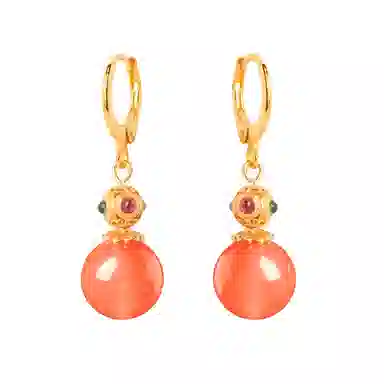 琦珂 葫芦福禄 新中式民族风 复古气质国潮百搭天然 玛瑙 耳环 女款