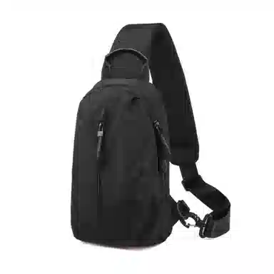 老人头 简约时尚防泼水休闲百搭轻便实用斜挎包 织物 胸包 常规 男款 黑色