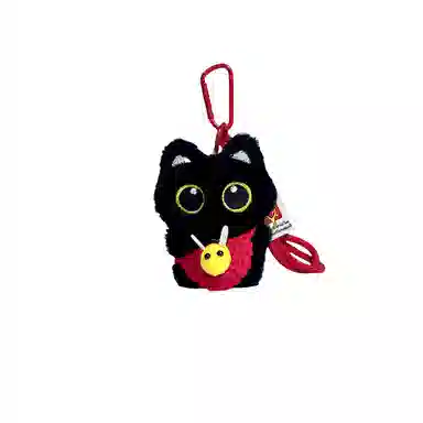 图涂丫 超萌小黑猫个性可爱手工编织挂绳 涤纶 挂件 男女同款情侣款