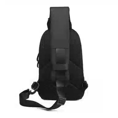 老人头 简约时尚防泼水休闲百搭轻便实用斜挎包 织物 胸包 常规 男款 黑色