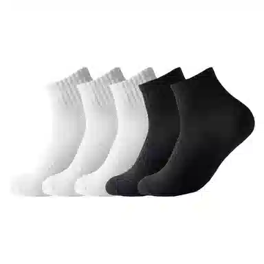 二三二三 纯色运动吸汗透气抗菌防臭袜亲肤舒适高弹抗起球百搭休闲袜薄款网眼短袜 男女同款 组合装