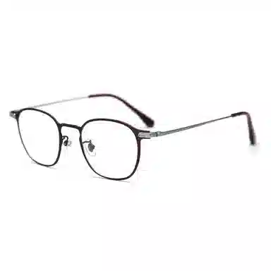 山一丸 细边金属钛轻近视眼镜框文艺 纯钛 方形 光学镜架 男女同款情侣款