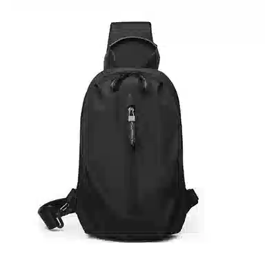 老人头 简约时尚防泼水休闲百搭轻便实用斜挎包 织物 胸包 常规 男款 黑色