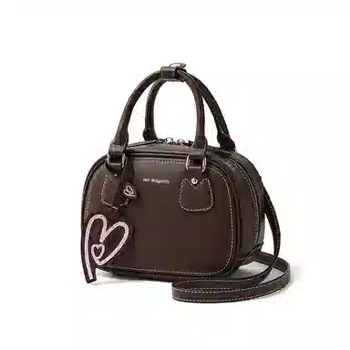 红蜻蜓 时尚复古个性气质潮流 牛皮 单肩斜挎手提包 常规 女款 咖啡色/金棕色