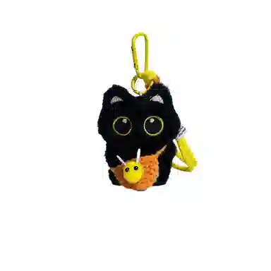 图涂丫 超萌小黑猫个性可爱手工编织挂绳 涤纶 挂件 男女同款情侣款