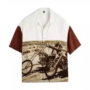 MADEN Cuban Collar Printed Shirt