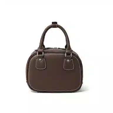 红蜻蜓 时尚复古个性气质潮流 牛皮 单肩斜挎手提包 常规 女款 咖啡色/金棕色