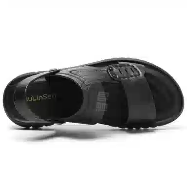 木林森 时尚简约 经典百搭 复古轻便 透气舒适 柔软通勤 户外休闲 沙滩凉鞋 男款 黑色