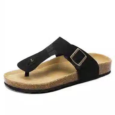 潮泽 舒适简约通勤时尚 橡胶底 车缝线 防磨人字拖鞋 男款