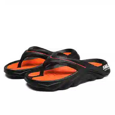 南极人 拼色设计潮流时尚居家户外踩屎感软底 防磨防滑人字拖鞋 男款