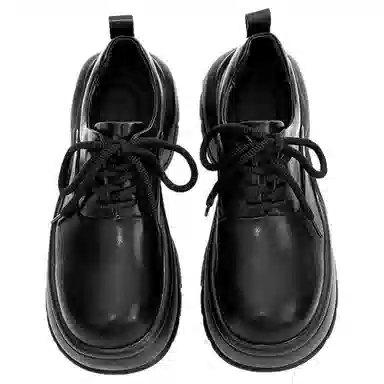 吉蔻 二层牛皮 时尚 轻奢商务英伦风 个性潮流 休闲鞋 男款 亮黑