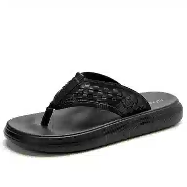 木林森 舒适简约软底 橡胶底人字拖鞋 男款 黑色