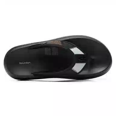 木林森 舒适时尚通勤百搭人字拖鞋 男款 黑色