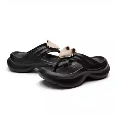 卓诗尼 爱心装饰舒适轻盈防滑耐磨时尚潮流气质 静音防臭速干抗菌人字拖鞋 女