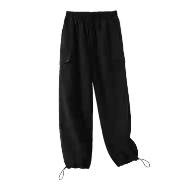 兰缪 日系中性风山系凉感速干户外通勤百搭潮流直筒纯色学生基础款日常抽绳松紧大口袋工装裤 女款