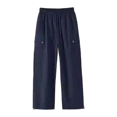 兰缪 日系中性风山系凉感速干户外通勤百搭潮流直筒纯色学生基础款日常抽绳松紧大口袋工装裤 女款