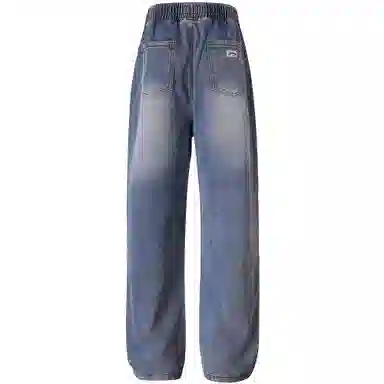 王者荣耀 美式街头经典水洗落色做旧舒适柔软廓形长裤牛仔裤 男女同款