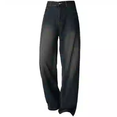 王者荣耀 美式水洗做旧自然落色舒适宽松牛仔裤 男女同款