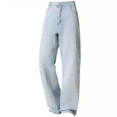 王者荣耀 美式水洗做旧自然落色舒适宽松牛仔裤 男女同款