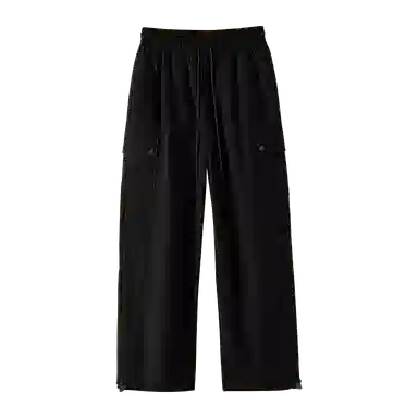 兰缪 日系中性风山系凉感速干户外通勤百搭潮流直筒纯色学生基础款日常抽绳松紧大口袋工装裤 女款