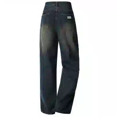 王者荣耀 美式水洗做旧自然落色舒适宽松牛仔裤 男女同款