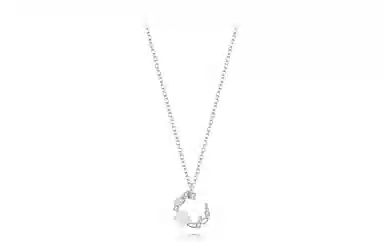 牧言 蝴蝶结山茶花套装 森系气质精致小众浪漫高级感 闪耀爱心花边在逃公主耳饰幻彩花朵弯月锁骨链璀璨爱心蓝蝶手饰 合金 耳钉 女款