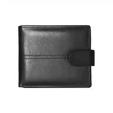 老人头 商务时尚短款多功能实用便携 头层牛皮 钱包 常规 男款 黑色
