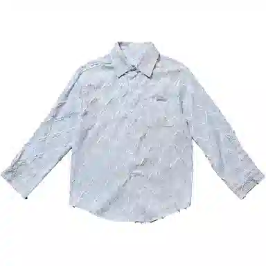 【dme】 美式复古潮牌菱形格子简约慵懒风磨破宽松休闲上衣长袖衬衫 男女同款