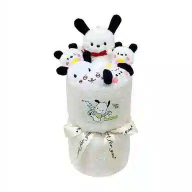 欧洛伊 卡通可爱毛茸茸小狗布偶花束 陪伴安抚治愈 玩偶周边