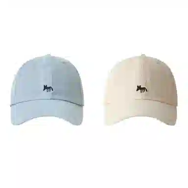 艾佳微 韩版青春洋溢可爱小狐狸刺绣百搭显脸小 棉 鸭舌帽 男女同款情侣款