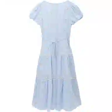 谜秀 甜美刺绣花朵提花常规袖韩版短袖连衣裙 女款