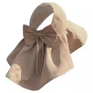 艾佳微 自由度假海边沙滩游玩防晒遮阳大檐披肩时尚蝴蝶结  涤纶 渔夫帽 男女同款情侣款