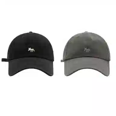 艾佳微 韩版青春洋溢可爱小狐狸刺绣百搭显脸小 棉 鸭舌帽 男女同款情侣款