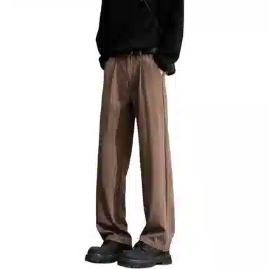 顶峰保罗 纯色垂感凉感宽松百搭直筒长裤薄款舒适小众简约高级感潮牌显瘦显高微喇休闲裤 男女同款