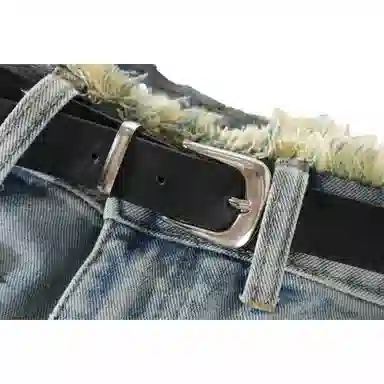 北极绒 毛边高腰显瘦简约舒适阔腿牛仔短裤 女款