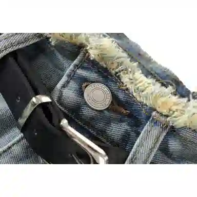 北极绒 毛边高腰显瘦简约舒适阔腿牛仔短裤 女款