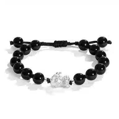 中国黄金 珍·尚银 吞金兽 招财貔貅招财珠串 轻奢小众本命年 新中式 琉璃 手串 男女同款情侣款 礼盒