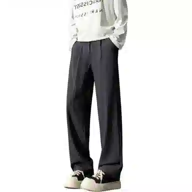 顶峰保罗 纯色垂感凉感宽松百搭直筒长裤薄款舒适小众简约高级感潮牌显瘦显高微喇休闲裤 男女同款