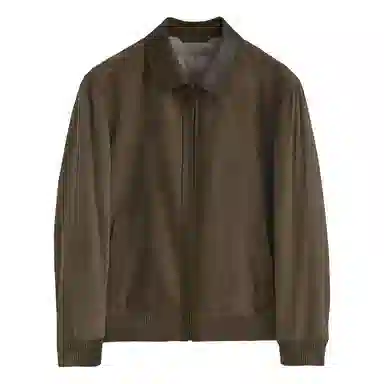 丹宁哲学 高端反绒绵羊皮纯色长袖翻领直筒型皮衣 男款