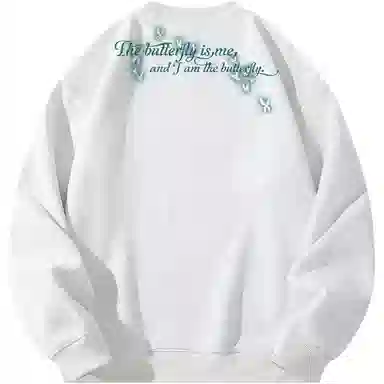 王者荣耀 美式复古创意蝴蝶字母长袖落肩款宽松舒适学生党学院风休闲百搭时尚圆领卫衣 庄周款 男女同款